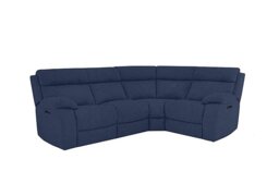 Moreno Small Fabric Power Recliner Right Hand Facing Corner Sofa - Blue