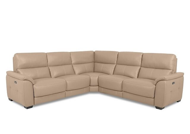 World of Leather - Saffron Large Leather Power Recliner Corner Sofa - BV Pebble