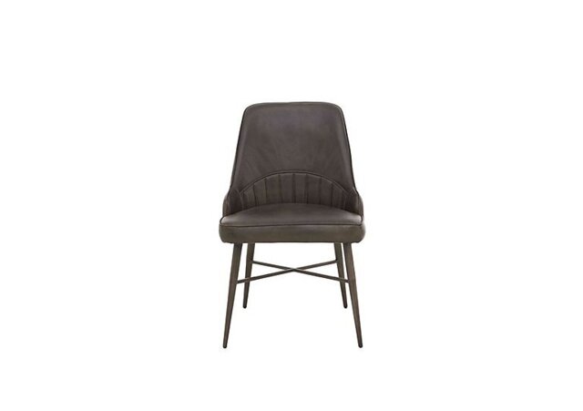 Val Leather Dining Chair - Vintage Dark Grey