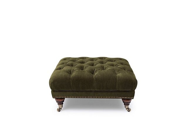 At The Helm - Shackleton Fabric Square Footstool with Castors - Pine
