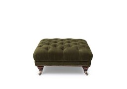 At The Helm - Shackleton Fabric Square Footstool with Castors - Pine