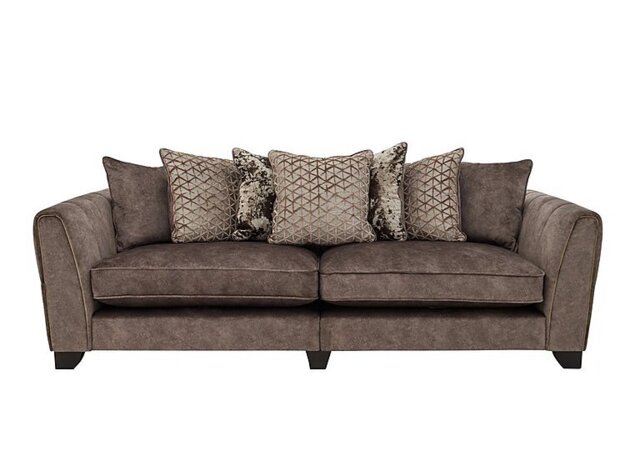 Mariah 4 Seater Fabric Scatter Back Split Frame Sofa - Dapple Chocolate