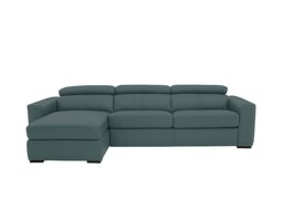 World of Leather - Infinity BV Leather Left Hand Facing Corner Chaise Sofabed with Storage - BV Lake Green
