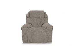World of Leather - Hollywood Fabric Power Recliner Chair with Power Headrest and Storage Arms - Silver