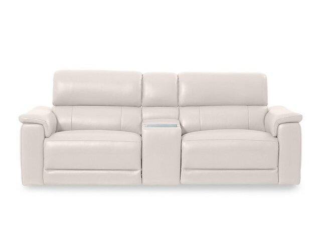 Genius Leather 3 Seater Power Recliner Media Sofa with Power Headrests, Power Lumbar and Heated Seats - Cotton Cat - Sofas and Armchairs - In Time for Christmas