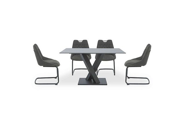 Warrior Grey Compact Fixed Dining Table with 4 Cantilever Chairs - Grey