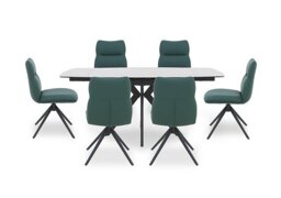 Quattro Extending Draw Leaf Table and 6 Swivel Dining Chairs - Sand
