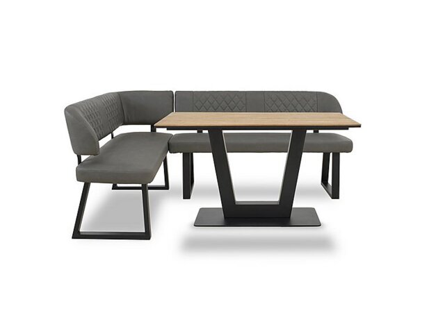 Venus Dining Table and Left Hand Facing Corner Bench - Grey