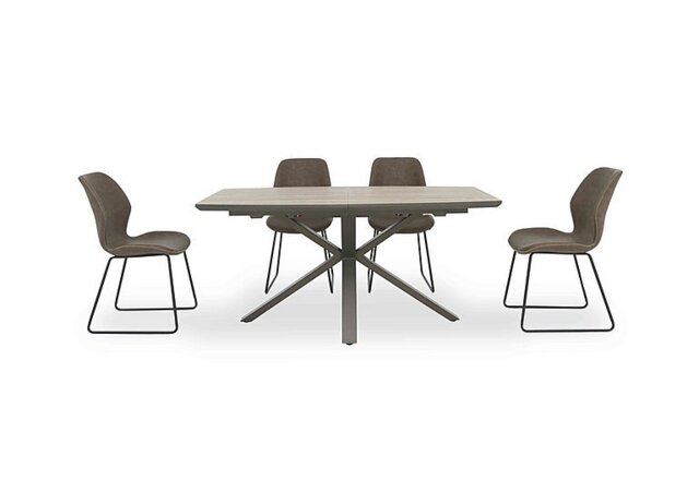 Pedro Extending Dining Table with 4 Faux Leather Ski Leg Chairs - Light Brown