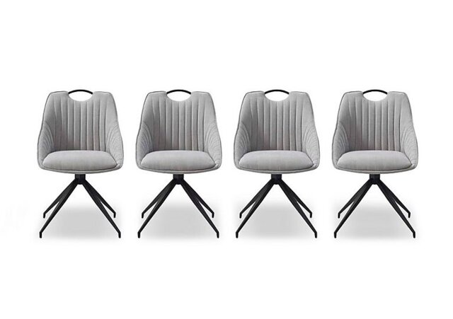Petra Set of 4 Fabric Swivel Dining Chairs - Silver