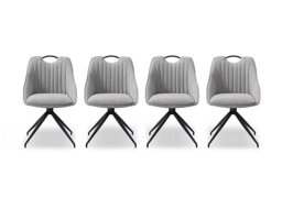Petra Set of 4 Fabric Swivel Dining Chairs - Silver