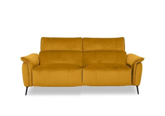 Jude Fabric 3 Seater Recliner Sofa with Headrests and Power Lumbar - Opulence Saffron