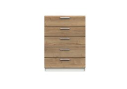London Bedrooms - Waterloo 5 Drawer Chest - White and Natural Rustic Oak