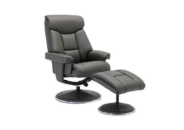Bruges Faux Leather Swivel Recliner Chair and Footstool - Cinder