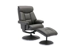 Bruges Faux Leather Swivel Recliner Chair and Footstool - Cinder