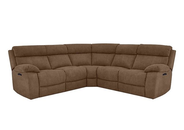 Moreno Large Fabric Power Recliner Corner Sofa with Power Headrests - Hazelnut - Sofas and Armchairs - In Time for Christmas