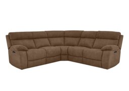 Moreno Large Fabric Power Recliner Corner Sofa with Power Headrests - Hazelnut
