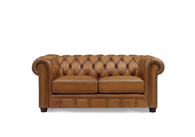 At The Helm - Shackleton 2 Seater Leather Chesterfield Sofa - Inca