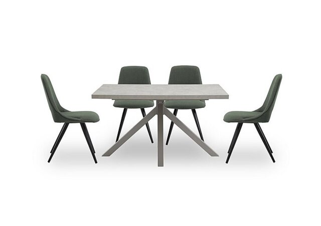 Matera Compact Dining Table with Star Base and 4 Fabric Chairs with Black Legs