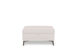 Ezra Leather Storage Footstool - Cotton