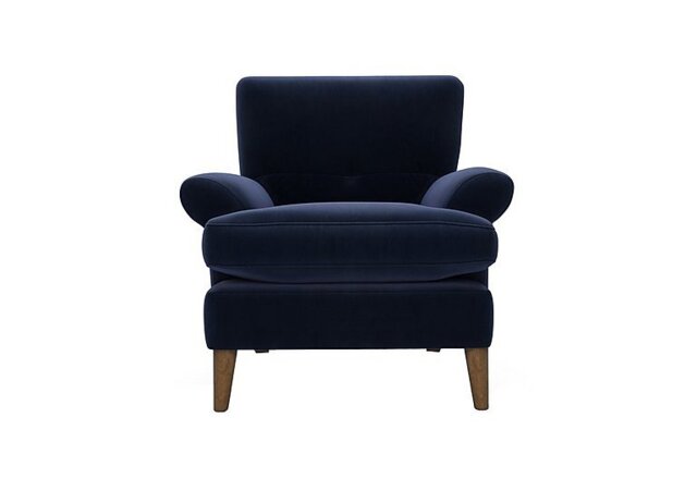 The Lounge Co. - Bronwyn Fabric Joshua Armchair With Washed Oak Feet - Midnight Indigo