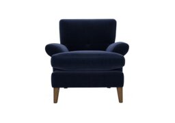 The Lounge Co. - Bronwyn Fabric Joshua Armchair With Washed Oak Feet - Midnight Indigo