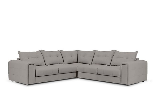 Goliath Large Leather Corner Sofa with Storage Drawers - New Grey