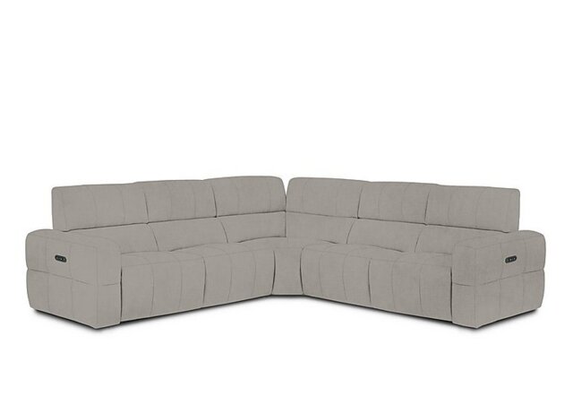 Cube Fabric Large Power Recliner Corner Sofa with Power Headrests - Opulence Silver