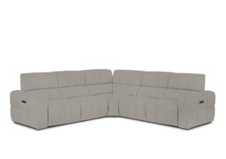 Cube Fabric Large Power Recliner Corner Sofa with Power Headrests - Opulence Silver