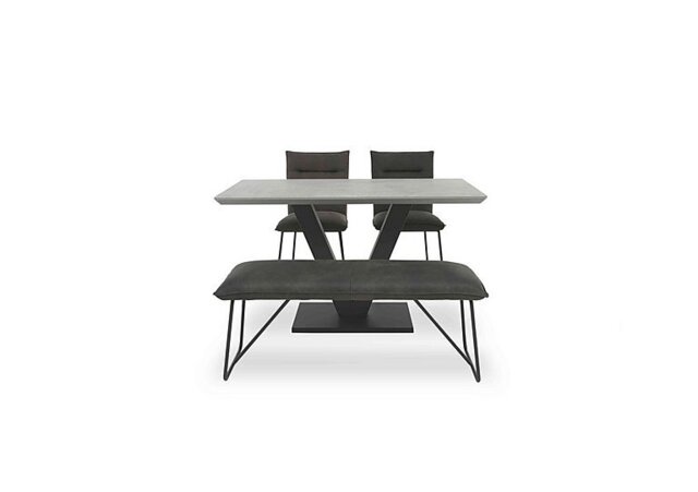 Ruben Dining Table with 2 Faux Suede Chairs and a Standard Bench