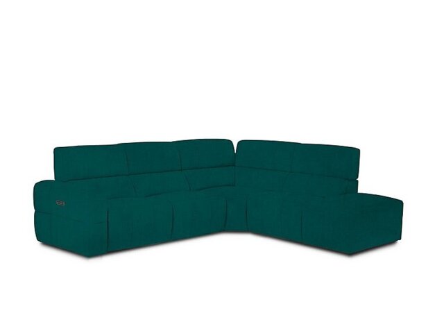 Cube Fabric Power Recliner Right Hand Facing Chaise End Sofa with Power Headrest - Opulence Teal