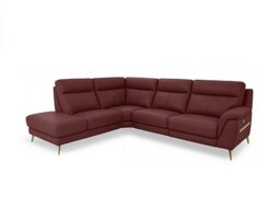 World of Leather - Eclipse Leather Power Recliner Left Hand Facing Corner Sofa with Power Headrests and Chaise End Storage - Deep Red