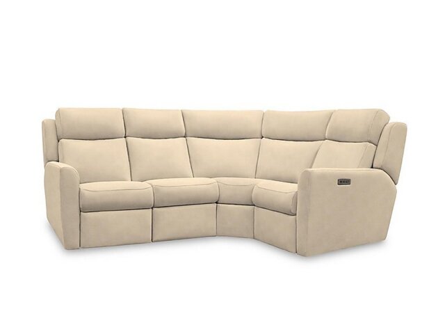 G Plan - Wren Small Fabric Power Recliner Right Hand Facing Corner Sofa with Power Headrests and Power Lumbar - Stingray Linen