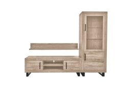 Bodahl - Terra Small Media Set with TV Unit, Small Right Hand Display Cabinet and 150cm Wall Shelf - Vintage Grey