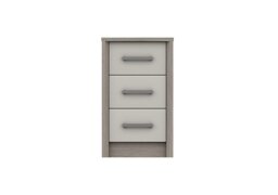 London Bedrooms - Euston 3 Drawer Bedside Chest - Grey Oak/White Grey Gloss