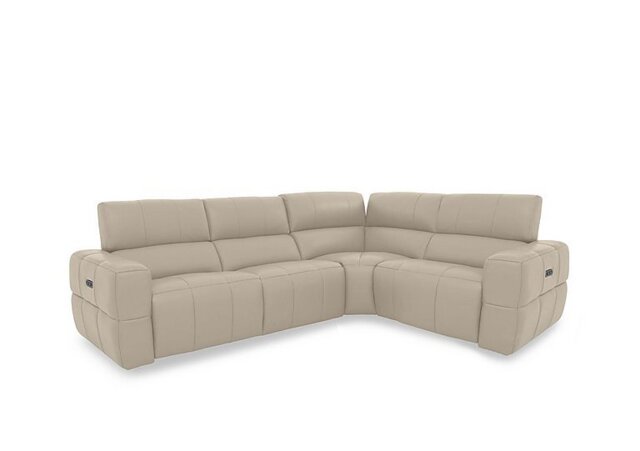 Cube Leather Power Recliner Right Hand Facing Corner Sofa with Power Headrests