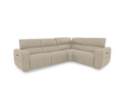 Cube Leather Power Recliner Right Hand Facing Corner Sofa with Power Headrests