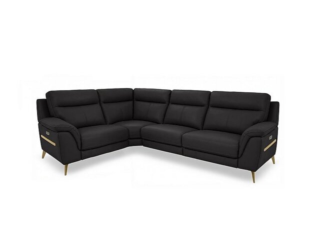 World of Leather - Eclipse Small Leather Power Recliner Left Hand Facing Corner Sofa with Power Headrests - Shale Grey