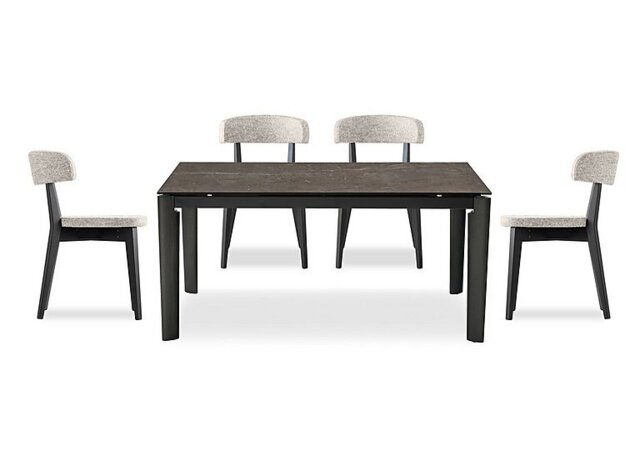 Connubia - Rosa 130cm Small Extending Dining Table with Bronze Ceramic Top and Graphite Wooden Legs and 4 Siren Chairs