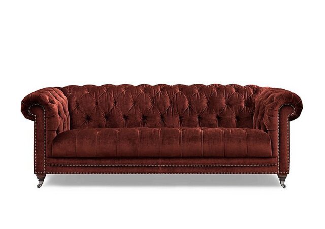 At The Helm - Walter 4 Seater Fabric Chesterfield Sofa - Tawny