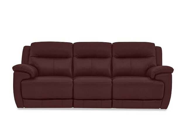 World of Leather - Touch 3 Seater BV Leather Sofa with Power Recliner - BV Deep Red