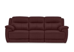 World of Leather - Touch 3 Seater BV Leather Sofa with Power Recliner - BV Deep Red