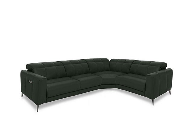 Ezra Leather Power Recliner Right Hand Facing Corner Sofa with Power Headrests - Oslo Pine