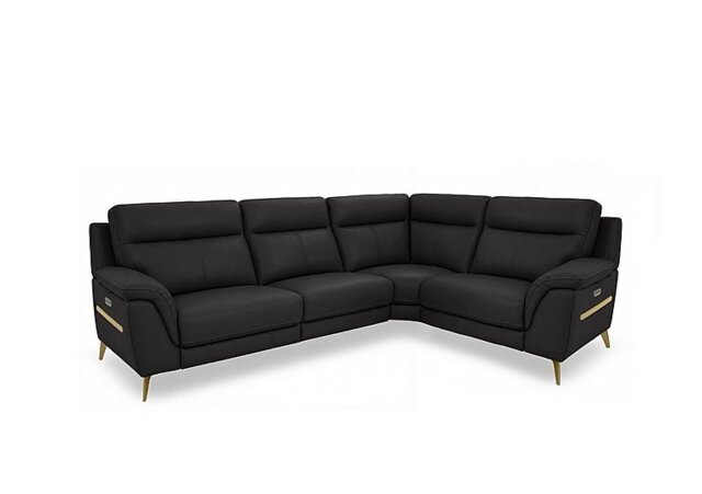 World of Leather - Eclipse Small Leather Power Recliner Right Hand Facing Corner Sofa with Power Headrests - Shale Grey - Sofas and Armchairs