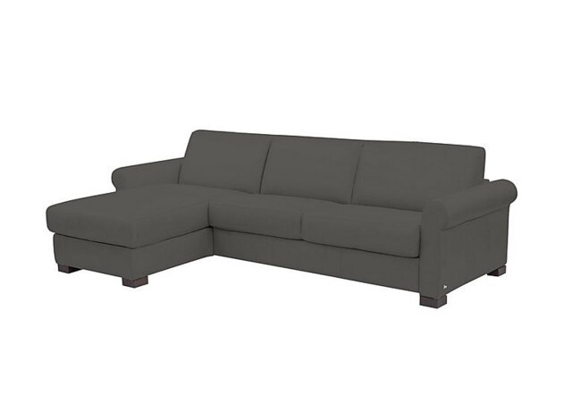 Alcova 3 Seater Leather Sofa Bed and Storage Left Hand Facing Chaise with Scroll Arms - Botero Grigio - Sofas and Armchairs - In Time for Christmas