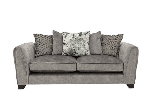 Mariah 3 Seater Fabric Scatter Back Sofa - Dapple Silver