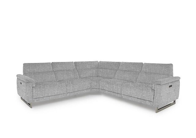 Moet Large Fabric Power Recliner Corner Sofa with Telescopic Headrests - Anivia Light Grey