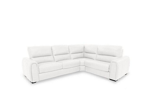 World of Leather - Flex BV Leather Small Right Hand Facing Corner Sofa Bed with Storage Arm - BV Star White