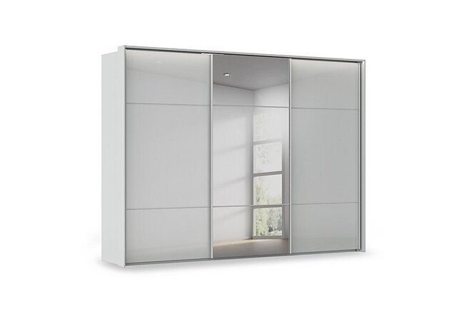 Rauch - Haven 310cm 3 Door Slider Wardrobe with 2 Glass Doors, 1 Mirror Door and Lights