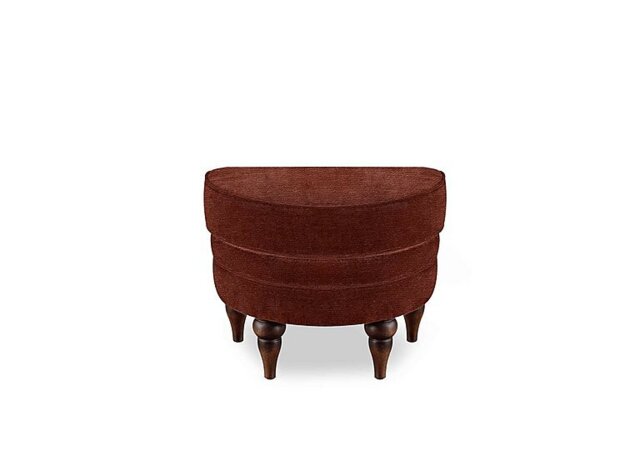 At The Helm - Harriet Fabric Half Moon Footstool - Tawny with Walnut Feet